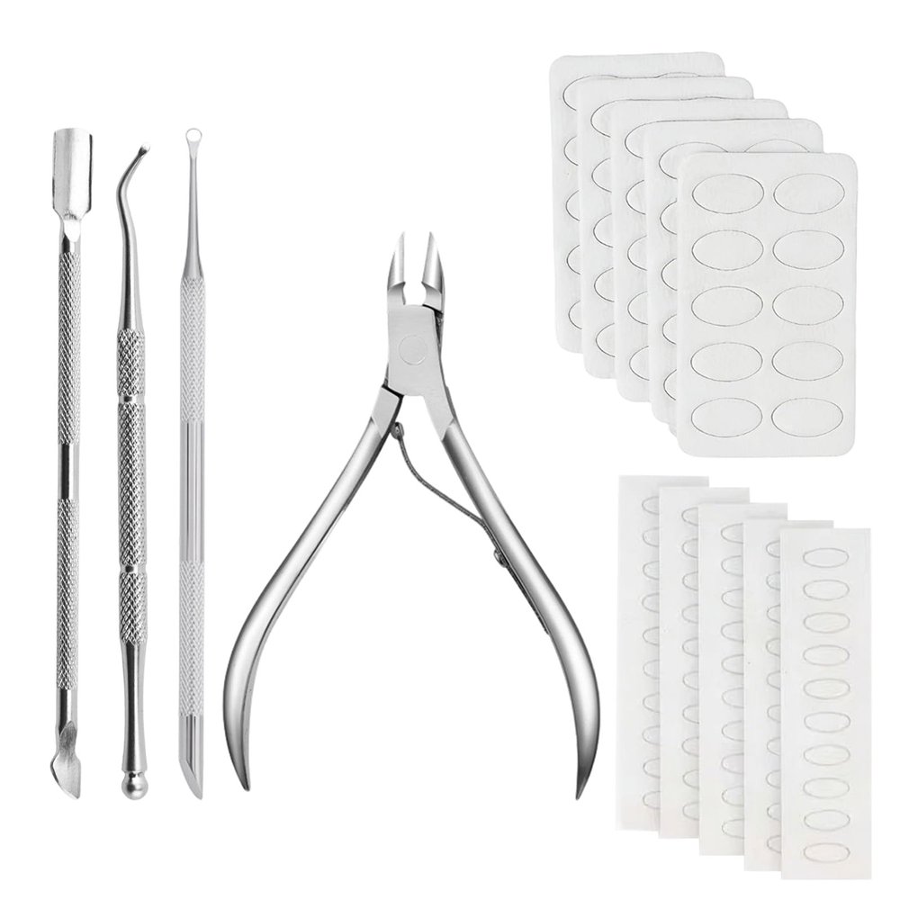 JININOSEU 14-Piece Cuticle Pusher Set with 100-Piece 100/180 Grit Sandpaper