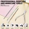 JININOSEU 14-Piece Cuticle Pusher Set with 100-Piece 100/180 Grit Sandpaper view 2