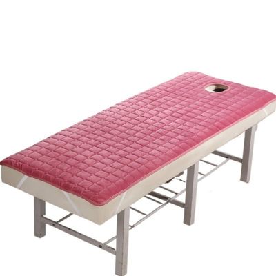 Table Mat, Beauty Mattress with Holes/without Holes, Non-Slip Thin Tuina Pad for Salon, 180 x 60 cm, Peach Red