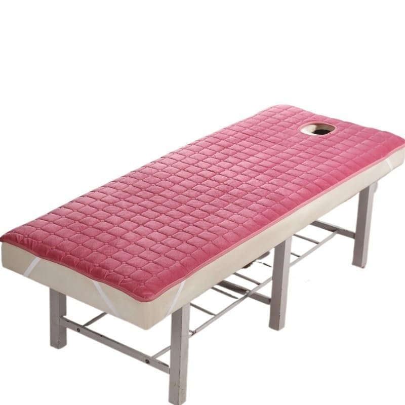 Table Mat, Beauty Mattress with Holes/without Holes, Non-Slip Thin Tuina Pad for Salon, 180 x 60 cm, Peach Red