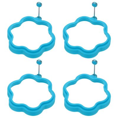 QUARKZMAN 4-Piece Silicone Flower Egg Ring Set, Blue