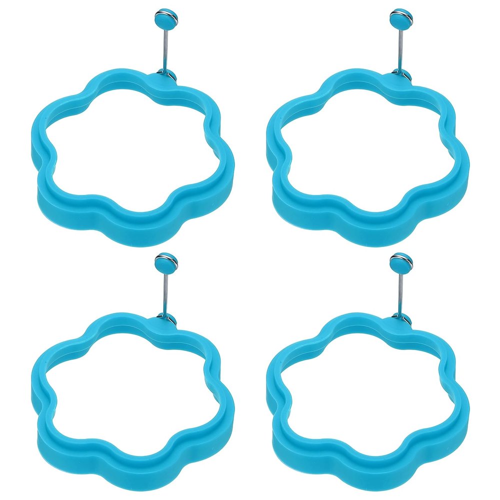QUARKZMAN 4-Piece Silicone Flower Egg Ring Set, Blue