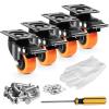 2/3/4/5/6-Inch Swivel Plate Casters, 4-Piece Set with Locking Casters for Carts, Furniture, Workbenches (4 in) view 2