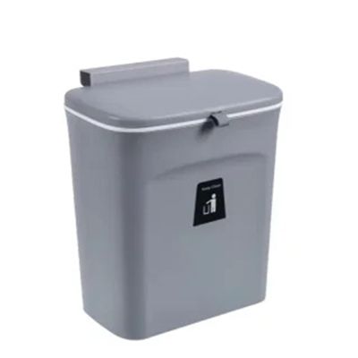 NGTFDCP Bathroom Trash Can, 9 L Wall-Mounted Kitchen Waste Bin with Lid, Dark Gray