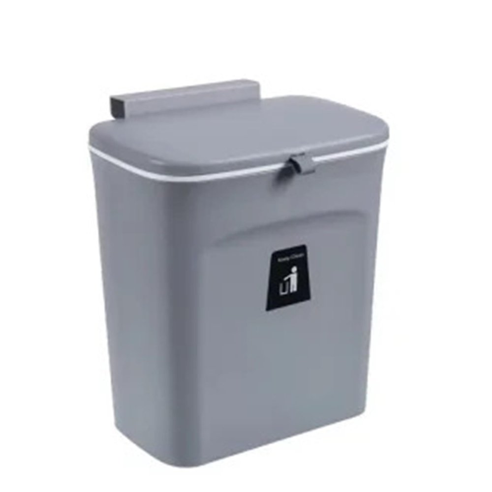 NGTFDCP Bathroom Trash Can, 9 L Wall-Mounted Kitchen Waste Bin with Lid, Dark Gray