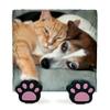 EMIT PRINT Personalized Pet Memorial Plaque with Photo, Text and Name, Paw Print Display Stand, Cat or Dog, Natural Slate, 15 x 15 cm view 1
