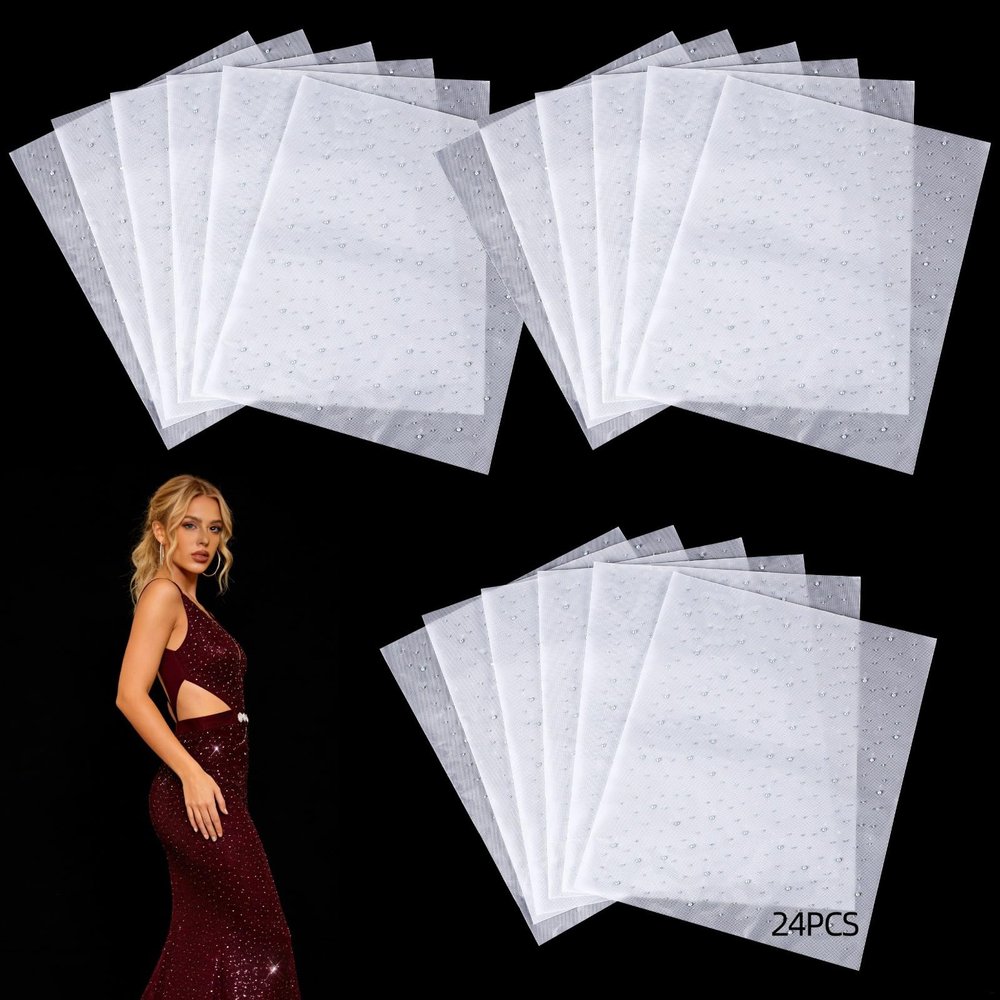 Vestamore 24-Piece Rhinestone Iron-On Sheets, White and AB, 34 x 27.9 cm