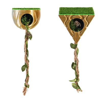 Magnetic Jumping Spider Hide, 2-Piece Set with Climbing Rope and Artificial Moss