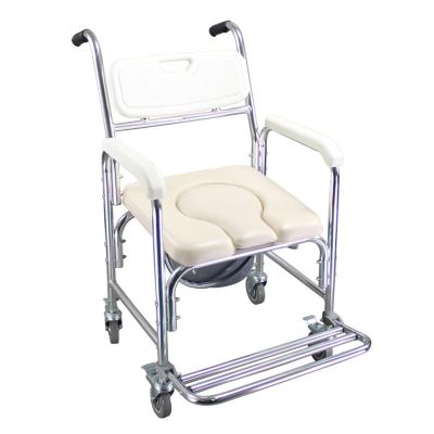 Portable Rolling Toilet Chair and Multifunctional Shower Chair for Older and Disabled Users