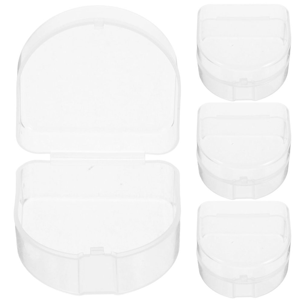 Transparent PP Dental Cases, 4-Pack, for Mouthguards