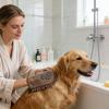 Microfiber Dog Towel - Absorbent Drying Gloves with Paw Print view 2