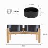 SPUNKYJUNKY Elevated Ceramic Dog Bowl with Bamboo Stand, 18.5 cm, 1,250 ml, Black view 2