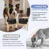 SPUNKYJUNKY Elevated Ceramic Dog Bowl with Bamboo Stand, 18.5 cm, 1,250 ml, Black view 3
