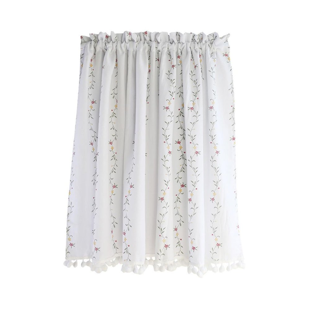 Toyvian Short Cotton Kitchen Blackout Half Curtain