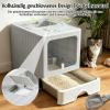 Widisun Stainless Steel Covered Cat Litter Box with Lid, Drawer, Scoop and Mat view 4