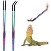 Padivine Stainless Steel Feeding Tongs for Reptiles (2 pcs) - 27 cm Long, Straight and Curved Tweezers for Aquariums and Craft Projects view 1