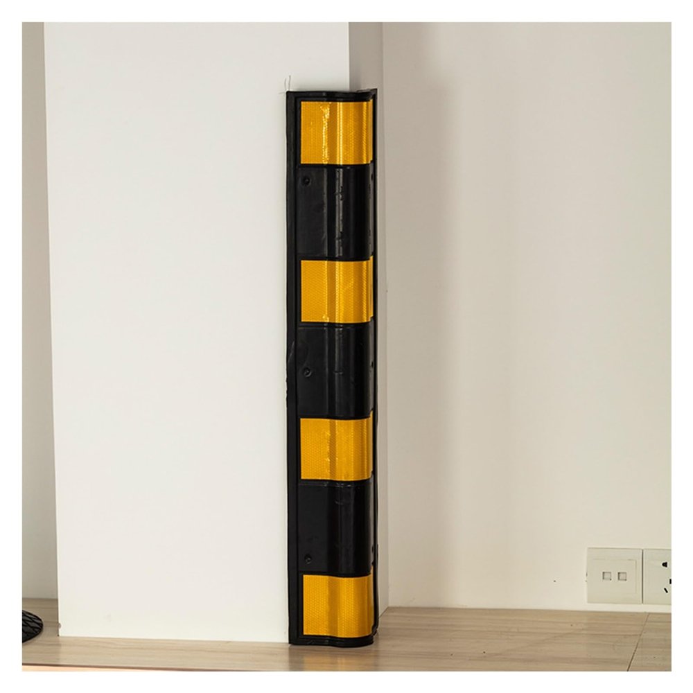 Garage Wall Corner Guard, 0.4-Inch-Thick Rubber, Reflective Strip