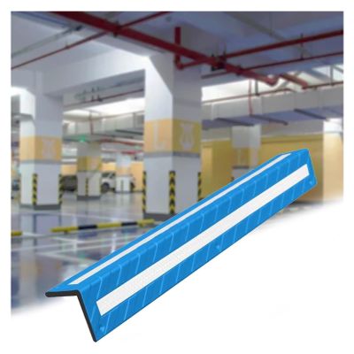Garage Wall Protector, Reflective L-Shaped Rubber Corner Guards, Blue, 2-Pack (1 cm)