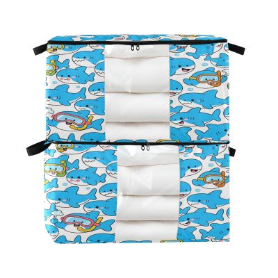 Decor Gift Foldable Under-Bed Toy Storage, Stackable, Blue Dolphin