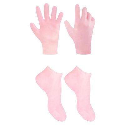 Moisturizing Socks and Gloves, 1 Set, Pink