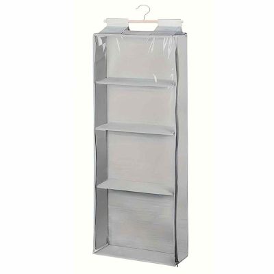 Transparent Hanging Stuffed Animal Storage Organizer with Double-Sided Zipper, Gray