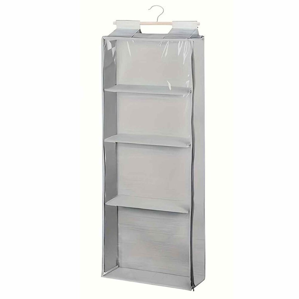 Transparent Hanging Stuffed Animal Storage Organizer with Double-Sided Zipper, Gray
