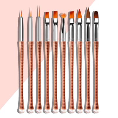 10-Piece Nail Art Brush Set with Spiral Wire Handles