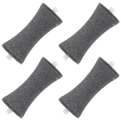 4 Replacement Roller Heads for Electric Foot Files, Black, ABS