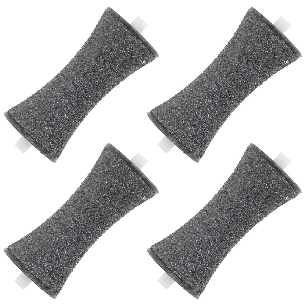 4 Replacement Roller Heads for Electric Foot Files, Black, ABS
