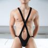 Men's Sexy Jockstrap Bodysuit, Stretch Thong, Black, XL view 2