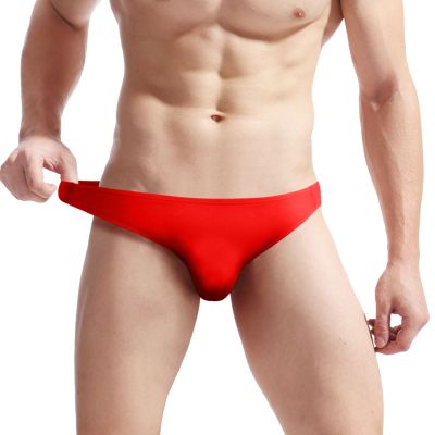 CEWIFO Men's Sheer Ice Silk G-String and T-Back Underwear, Red, One Size