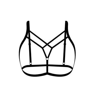 Sexy Hollow Bandage Elastic Cage Bra Women's Top (Black, S)