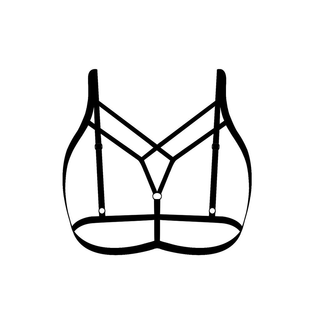 Sexy Hollow Bandage Elastic Cage Bra Women's Top (Black, S)