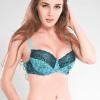 Women's Sexy Lace Bra with Front Buttons, Shaping Cups, Adjustable Straps, Large Underwire Bra (Blue, 95D) view 3