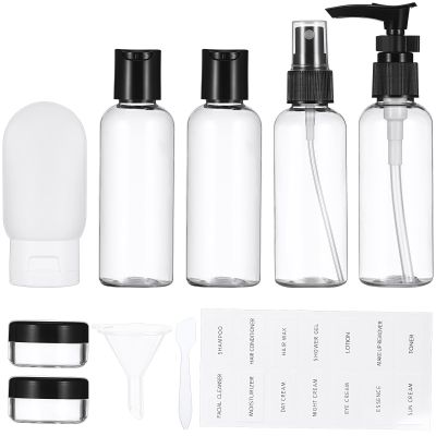 HEATSHAKING Refillable PET Travel Bottle Set with Leak-Proof, Drip-Free Containers and Storage Bag