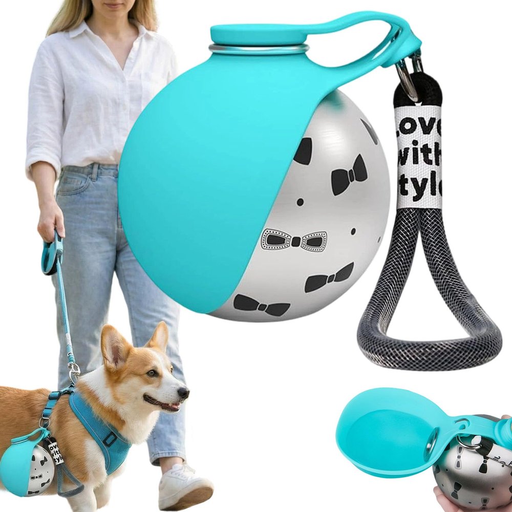 2-in-1 Travel Water Bottle for Dogs, Foldable, Leak-Proof, Blue B