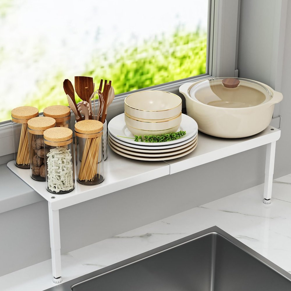 Adjustable Window Sill Extension Shelf with Leg for Plants or Pets