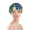 Golden Ginkgo Waves Waterproof Reusable Shower Cap for Women view 3