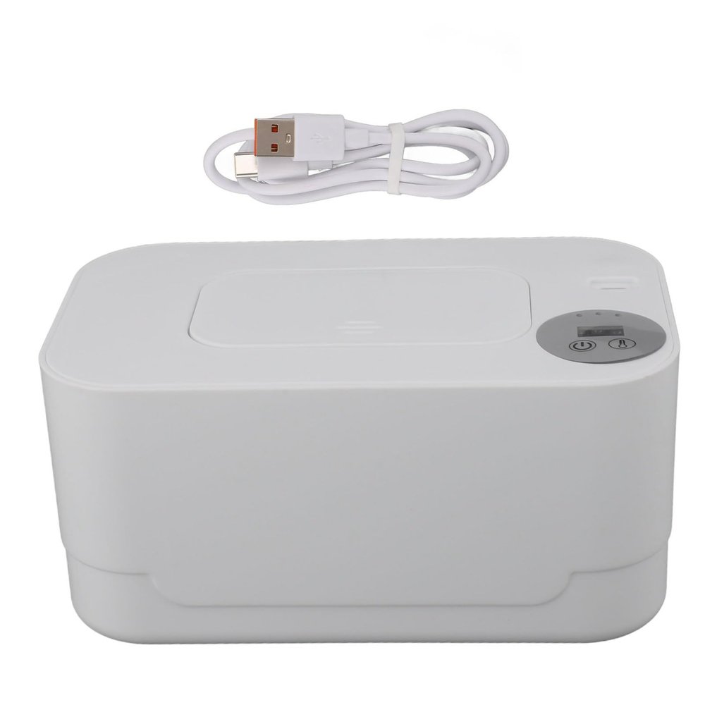 Wet Wipe Warmer with Night Light, Adjustable Temperature, USB, White