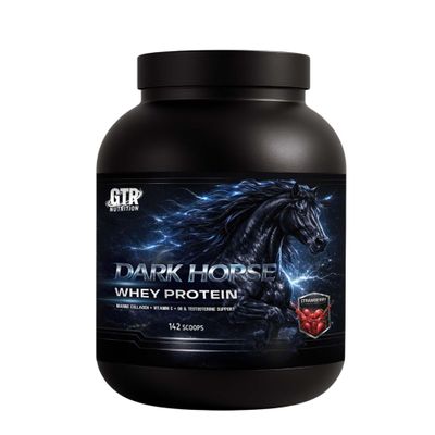 Dark Horse Whey Protein 5 kg Protein Powder, Whey Concentrate & Isolate Blend with Collagen Peptides & Vitamin C, 142 Servings, GTR Nutrition (Strawberry)