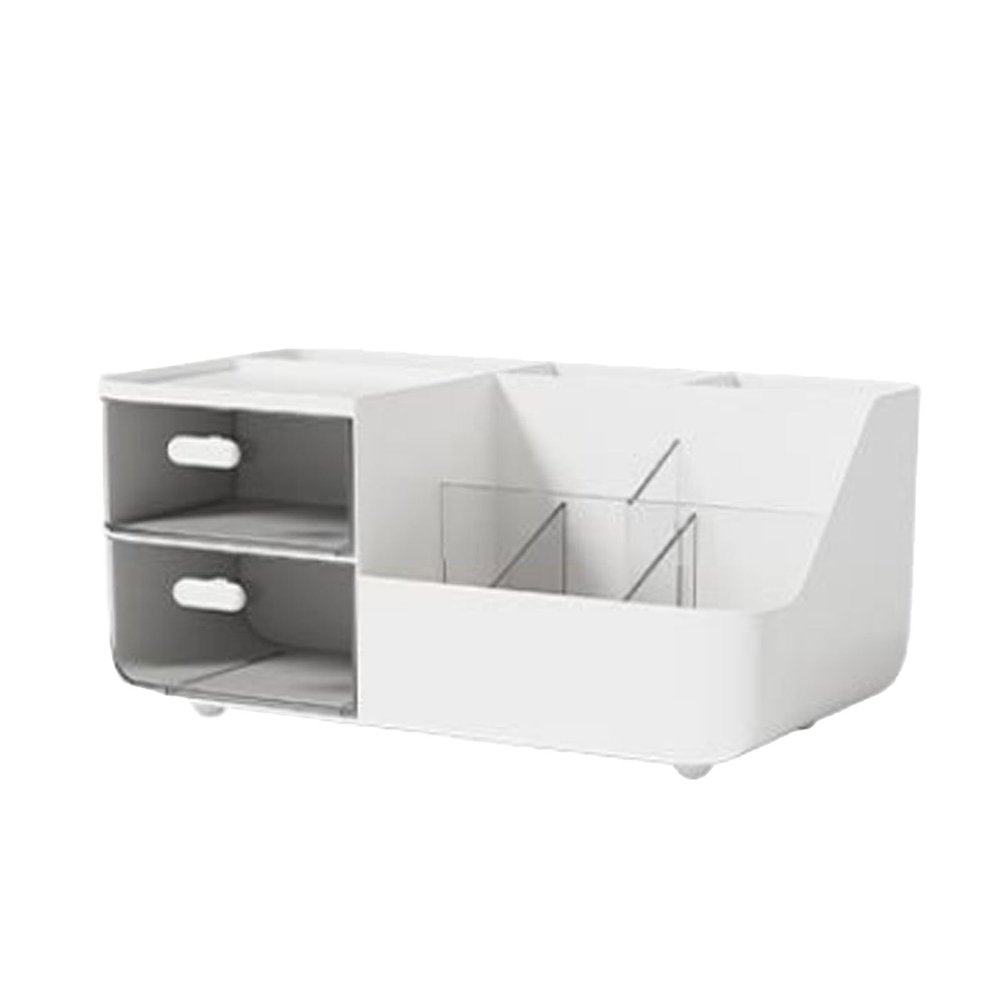 Pwshymi Makeup Organizer with 2 Drawers, Multifunctional Cosmetic Storage for Vanity, Large Capacity, Dust Protection, Multi-Tier Design