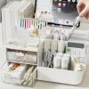 Pwshymi Makeup Organizer with 2 Drawers, Multifunctional Cosmetic Storage for Vanity, Large Capacity, Dust Protection, Multi-Tier Design view 2