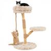 GOPLUS 90 cm Wooden Cat Tree with Jute Scratching Posts, Plush Perches and Rope, Beige view 1