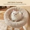 GOPLUS 90 cm Wooden Cat Tree with Jute Scratching Posts, Plush Perches and Rope, Beige view 3