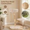 GOPLUS 90 cm Wooden Cat Tree with Jute Scratching Posts, Plush Perches and Rope, Beige view 4