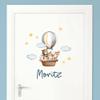 Little Deco Door Sticker, Kids' Room Wall Decal, Hot-Air Balloon Ride view 1