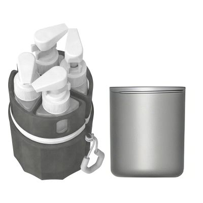 4-in-1 Airtight Travel Toiletry Bottles with Wall-Mount Holder