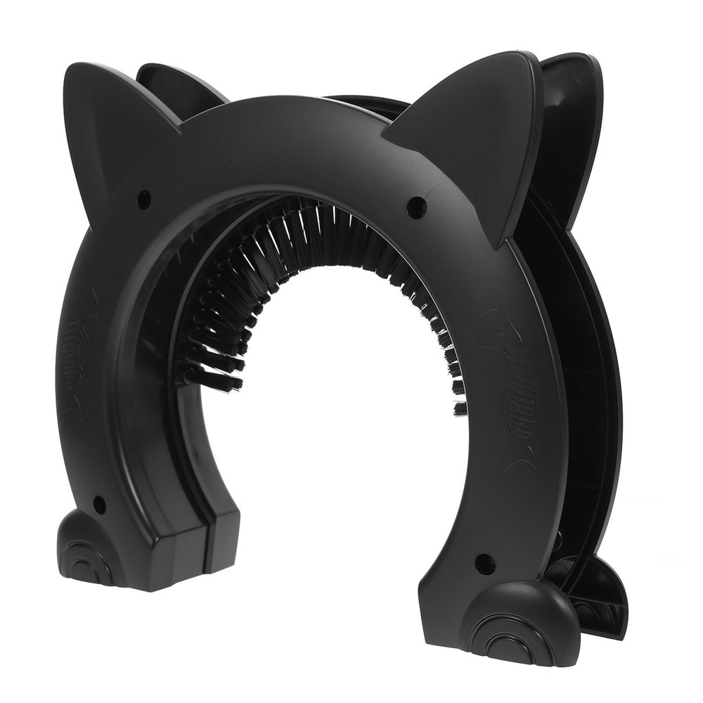 Black ABS Cat Door with Brush Design for Indoor Use