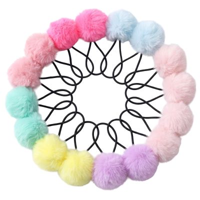 Glamoreal Pom-Pom Hair Ties, 16-Piece Set for Girls and Women, Ball Scrunchies, 5 cm, Multicolor