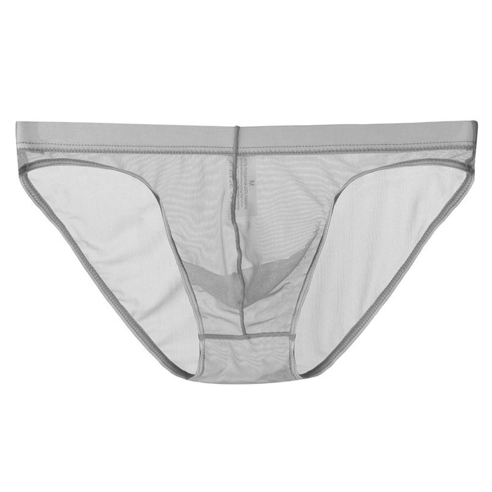 Men's Sheer Mesh Low-Rise Bikini Briefs with Elephant Bulge